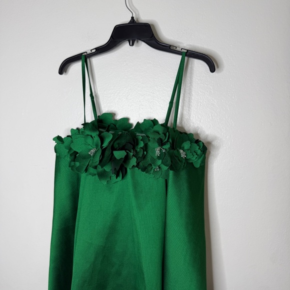 NWT Badgley Mischa Floral Applique Babydoll formal Dress Green Sz 10 - Picture 5 of 12